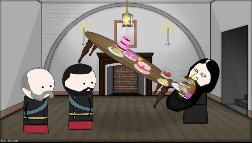 Rasputin eating oversimplified | image tagged in rasputin eating oversimplified | made w/ Imgflip meme maker