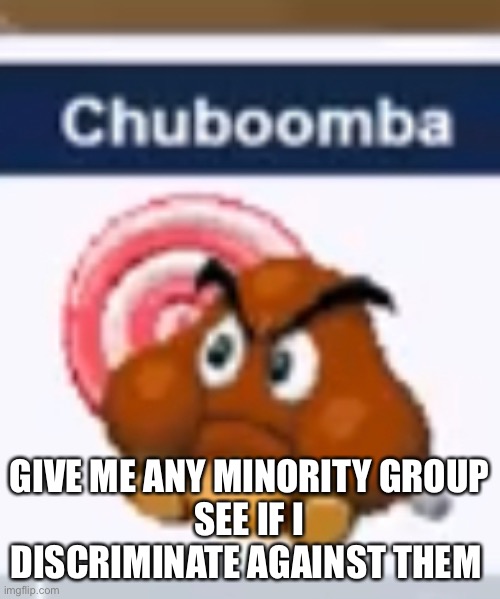 GIVE ME ANY MINORITY GROUP
SEE IF I DISCRIMINATE AGAINST THEM | made w/ Imgflip meme maker