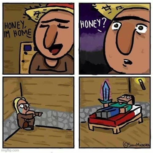 STEVE IS JUST BARROWING YOUR BED UNTIL MORNING | image tagged in minecraft,comics/cartoons | made w/ Imgflip meme maker