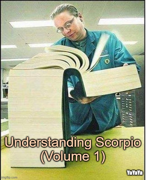 Scorpio likes to go deep, and they can focus on one task or subject for a while, even obsessively at times. | Understanding Scorpio
(Volume 1); YaYaYa | image tagged in yayyaya | made w/ Imgflip meme maker