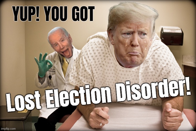 Lost Election Disorder. You got it! | image tagged in lost,election,disorder,damnnnn you got roasted,biggest loser,trump lies | made w/ Imgflip meme maker