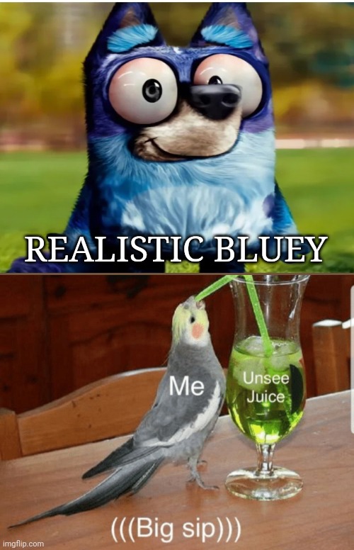 Why..Just Why |  REALISTIC BLUEY | image tagged in unsee juice,funny,bluey,cursed image | made w/ Imgflip meme maker