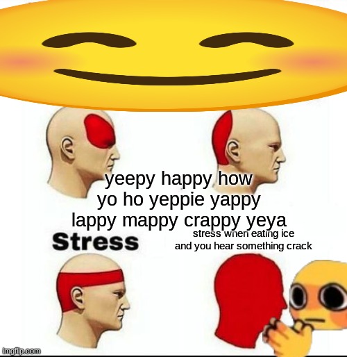 why am i sufuring | yeepy happy how yo ho yeppie yappy lappy mappy crappy yeya; stress when eating ice and you hear something crack | image tagged in types of headaches meme | made w/ Imgflip meme maker