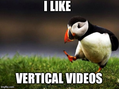 Unpopular Opinion Puffin | I LIKE VERTICAL VIDEOS | image tagged in memes,unpopular opinion puffin | made w/ Imgflip meme maker