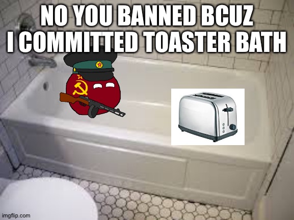 Aaaaaaa | NO YOU BANNED BCUZ I COMMITTED TOASTER BATH | image tagged in bathtub | made w/ Imgflip meme maker