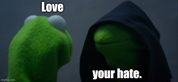 Evil Kermit Meme | Love your hate. | image tagged in memes,evil kermit | made w/ Imgflip meme maker