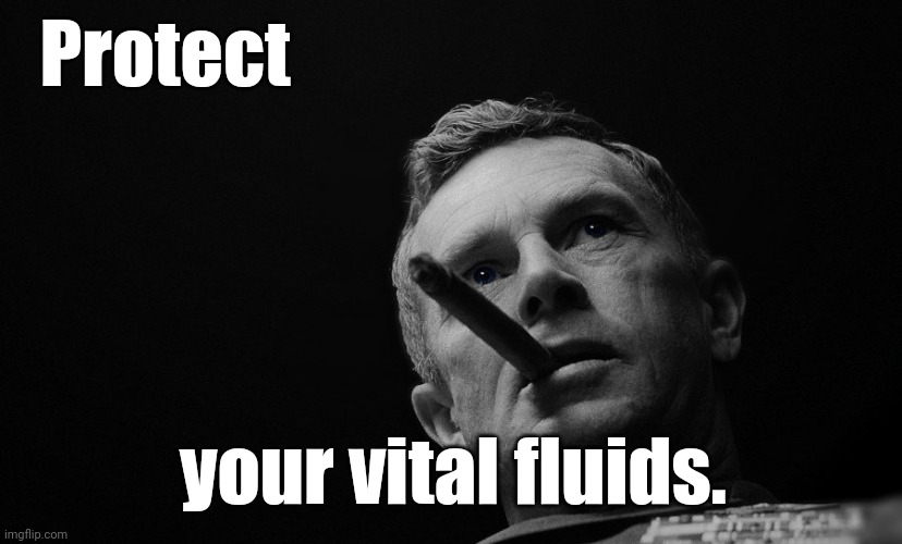 Jack D Ripper | Protect your vital fluids. | image tagged in jack d ripper | made w/ Imgflip meme maker