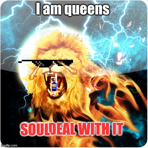 ummm ok, suer | I am queens; GOD DEAL WITH IT; SOUL | image tagged in lion god | made w/ Imgflip meme maker