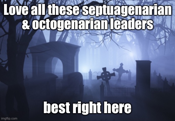 Cemetery | Love all these septuagenarian & octogenarian leaders best right here | image tagged in cemetery | made w/ Imgflip meme maker