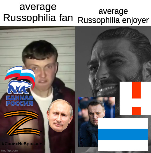 Average Fan vs Average Enjoyer | average Russophilia fan; average Russophilia enjoyer | image tagged in average fan vs average enjoyer | made w/ Imgflip meme maker