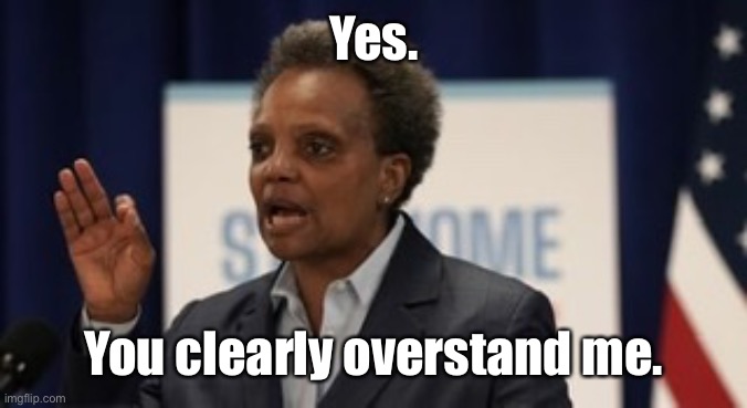 Lori lightfoot | Yes. You clearly overstand me. | image tagged in lori lightfoot | made w/ Imgflip meme maker