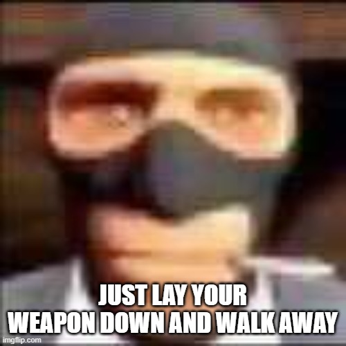 spi | JUST LAY YOUR WEAPON DOWN AND WALK AWAY | image tagged in spi | made w/ Imgflip meme maker