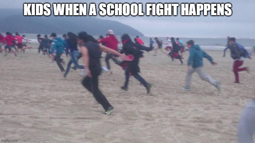 school meme | KIDS WHEN A SCHOOL FIGHT HAPPENS | image tagged in funny,memes,school | made w/ Imgflip meme maker