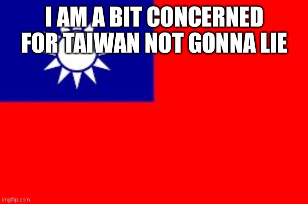 I am a bit worried since the conflict between china and Taiwan isn’t as publicly recognised as the war in Ukraine | I AM A BIT CONCERNED FOR TAIWAN NOT GONNA LIE | image tagged in taiwan | made w/ Imgflip meme maker