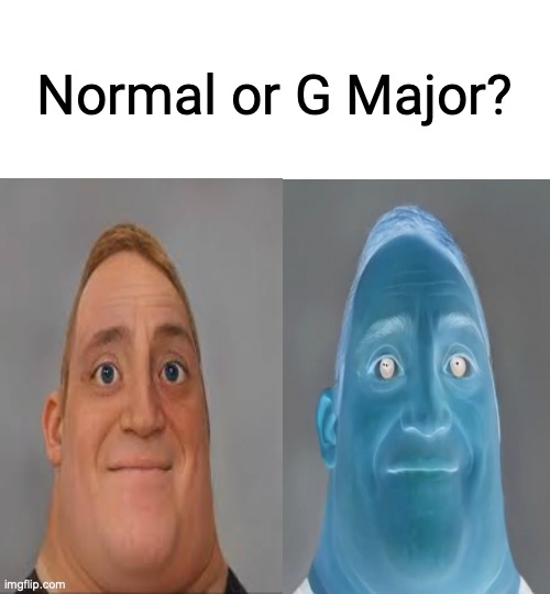 Which? | Normal or G Major? | image tagged in idk,g major | made w/ Imgflip meme maker