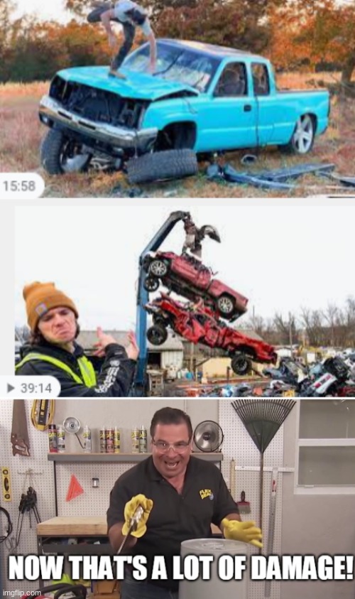image tagged in now that's a lot of damage,squatted trucks | made w/ Imgflip meme maker