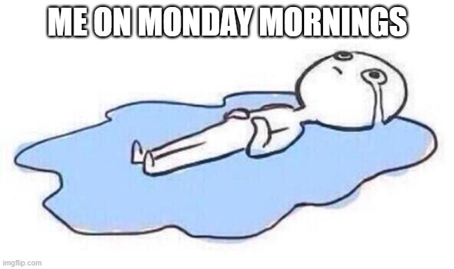 Mondays are so deflating | ME ON MONDAY MORNINGS | image tagged in lying on the floor crying | made w/ Imgflip meme maker