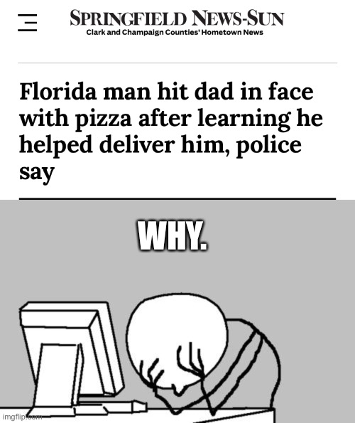 Florida Man | WHY. | image tagged in memes,computer guy facepalm | made w/ Imgflip meme maker