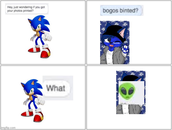 bogos binted but with a twist | image tagged in memes,blank comic panel 2x2,bogos binted,sonic | made w/ Imgflip meme maker