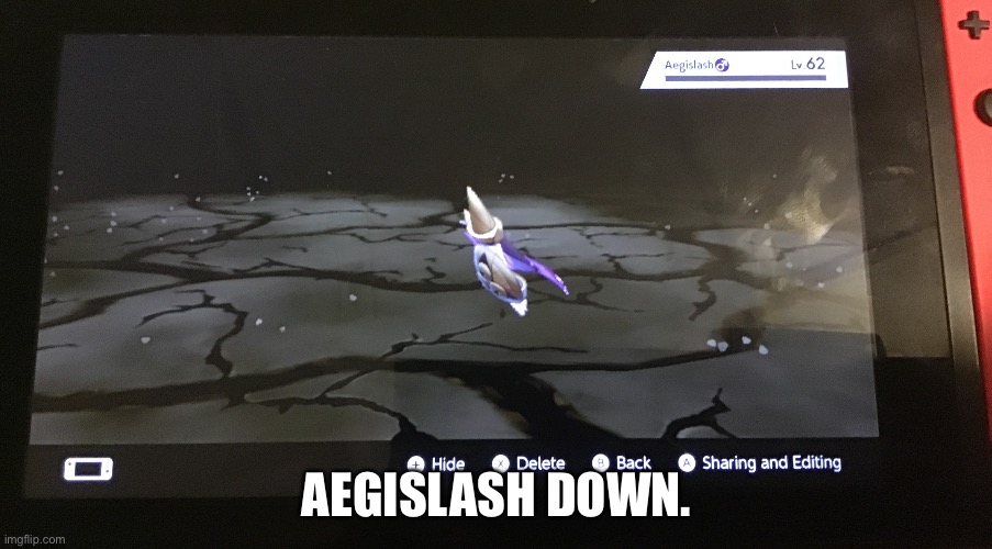 Nuzlocke | AEGISLASH DOWN. | image tagged in pokemon | made w/ Imgflip meme maker