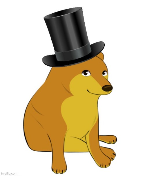 Just cuz: the Top hat cheems template | image tagged in top hat cartoon cheems,memes,cartoon,cheems,fancy | made w/ Imgflip meme maker