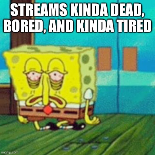 tired spongebob | STREAMS KINDA DEAD, BORED, AND KINDA TIRED | image tagged in tired spongebob | made w/ Imgflip meme maker