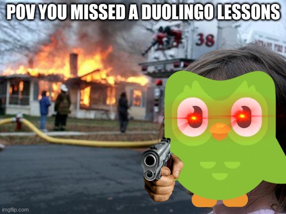 POV YOU MISSED A DUOLINGO LESSONS | image tagged in duolingo | made w/ Imgflip meme maker