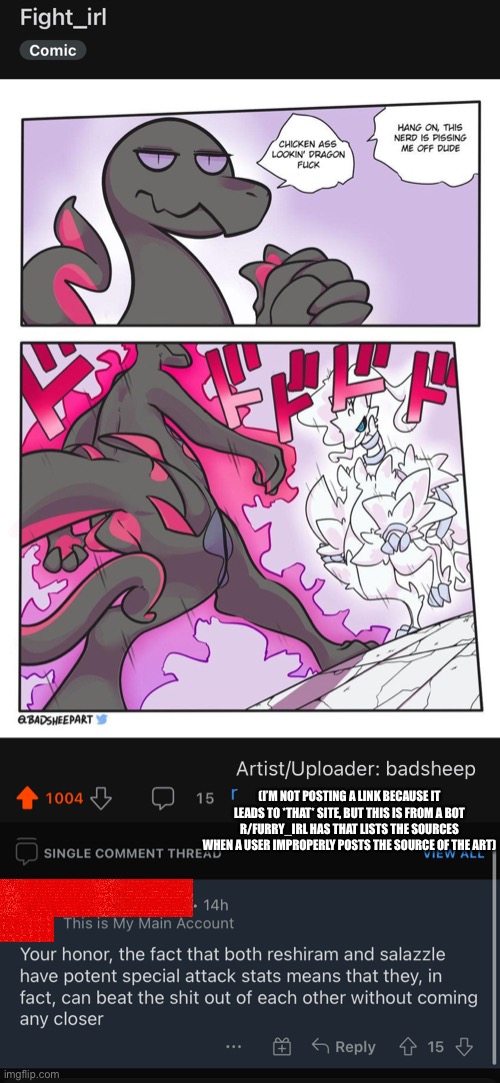 *JoJo’s theme plays* (do you want me to get the link anyways? I still can) | (I’M NOT POSTING A LINK BECAUSE IT LEADS TO *THAT* SITE, BUT THIS IS FROM A BOT R/FURRY_IRL HAS THAT LISTS THE SOURCES WHEN A USER IMPROPERLY POSTS THE SOURCE OF THE ART) | made w/ Imgflip meme maker