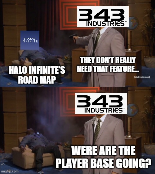 Halo Road Map Be Like | THEY DON'T REALLY NEED THAT FEATURE... HALO INFINITE'S ROAD MAP; WERE ARE THE PLAYER BASE GOING? | image tagged in memes,who killed hannibal,halo,infinite,343 industries | made w/ Imgflip meme maker