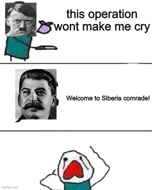 this onion won't make me cry |  this operation wont make me cry; Welcome to Siberia comrade! | image tagged in this onion won't make me cry | made w/ Imgflip meme maker
