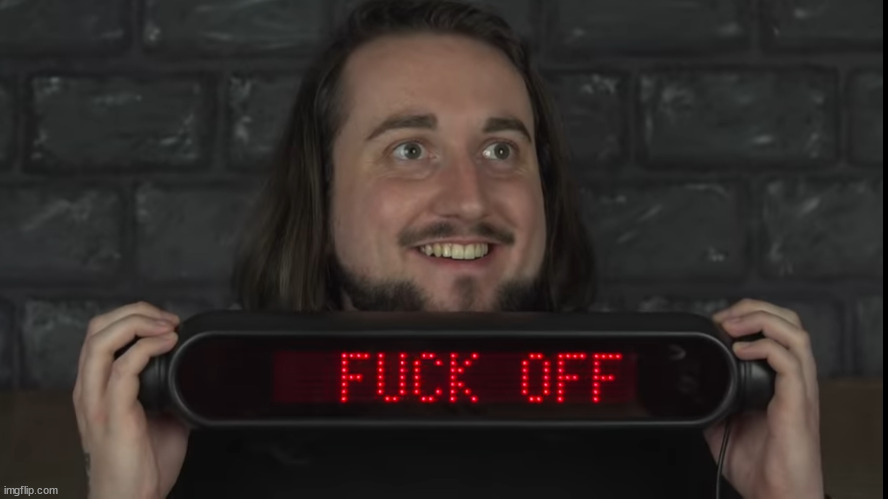 i got into caddicarus | image tagged in caddicarus f off | made w/ Imgflip meme maker