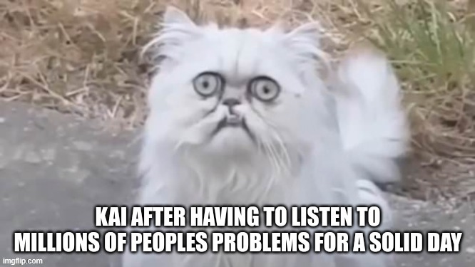 DOES KAI FEEL THIS WAY? | image tagged in kai,kai ai,happiness quiz,mental health,stressed out,depressing meme week | made w/ Imgflip meme maker