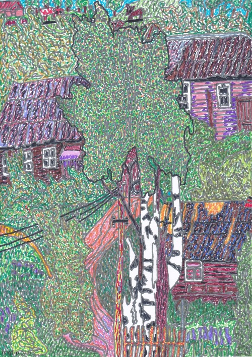 -Far, far away on plain are standing co... | image tagged in horse drawing,village people,houses,green day,happy little trees,artistic | made w/ Imgflip meme maker