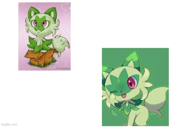 sprigatito art i found on the internet | image tagged in blank white template | made w/ Imgflip meme maker
