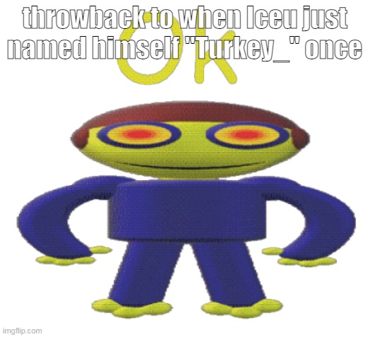 ok | throwback to when Iceu just named himself "Turkey_" once | image tagged in ok | made w/ Imgflip meme maker
