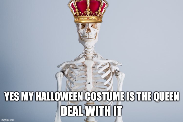 Halloween costume | DEAL WITH IT; YES MY HALLOWEEN COSTUME IS THE QUEEN | image tagged in memes | made w/ Imgflip meme maker