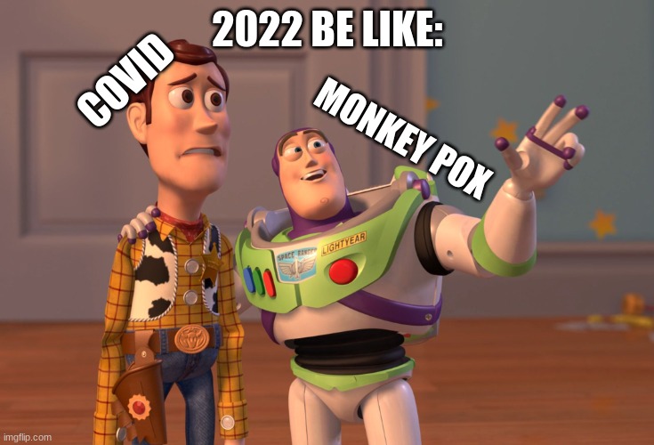 2022 be like: | COVID; 2022 BE LIKE:; MONKEY POX | image tagged in memes,x x everywhere | made w/ Imgflip meme maker