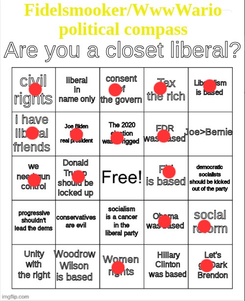 So close to a bingo, but no I don’t take free spaces or government handouts. | made w/ Imgflip meme maker