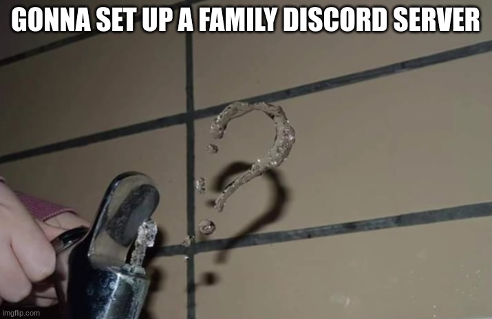 question water | GONNA SET UP A FAMILY DISCORD SERVER | image tagged in question water | made w/ Imgflip meme maker