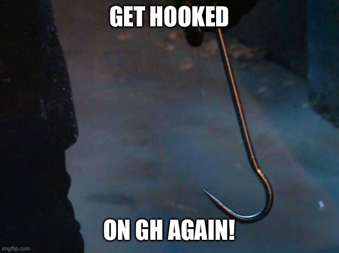 GH’s new promo! | GET HOOKED; ON GH AGAIN! | image tagged in gh,hooker | made w/ Imgflip meme maker