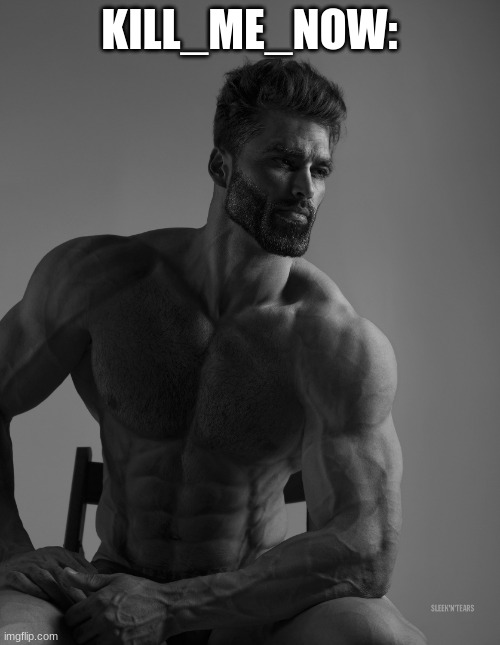 Giga Chad | KILL_ME_NOW: | image tagged in giga chad | made w/ Imgflip meme maker