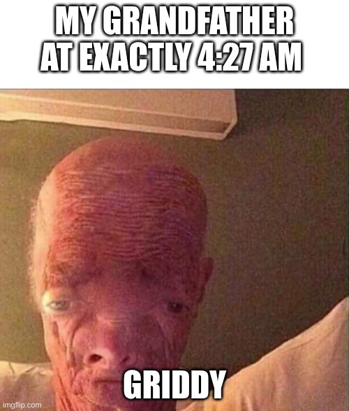4 | MY GRANDFATHER AT EXACTLY 4:27 AM; GRIDDY | image tagged in ballsack | made w/ Imgflip meme maker