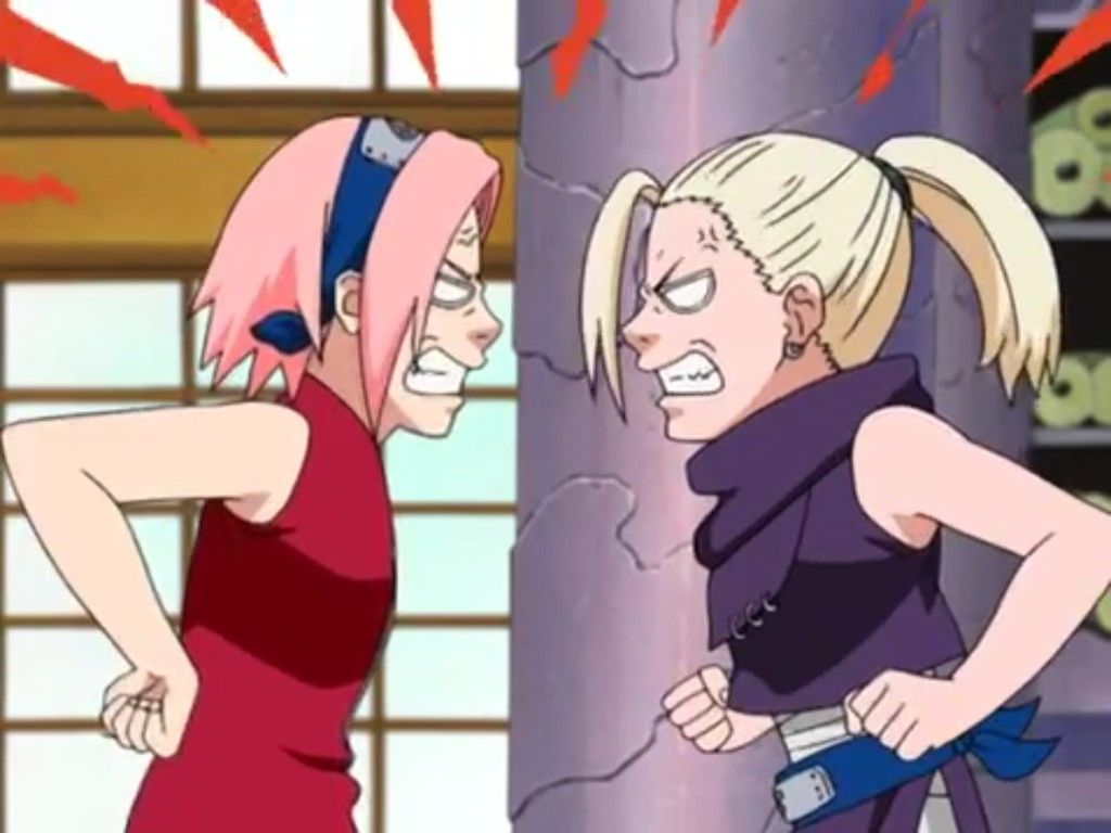 Sakura and Ino angry at each other Blank Meme Template