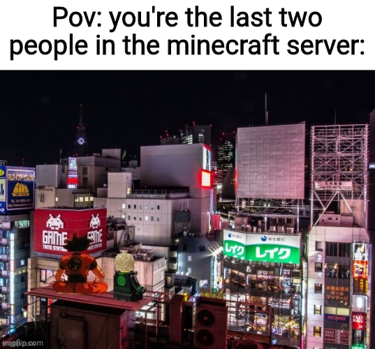 Goku and Lloyd chilling | Pov: you're the last two people in the minecraft server: | image tagged in goku and lloyd chilling,minecraft,memes | made w/ Imgflip meme maker
