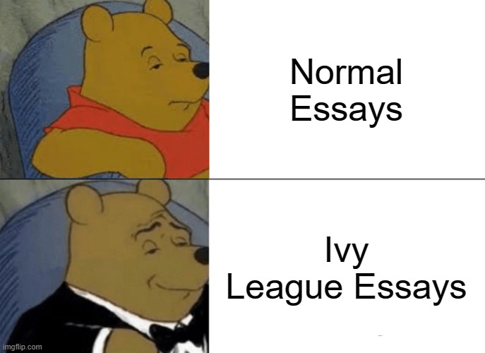 Ivy League Essays | Normal Essays; Ivy League Essays | image tagged in memes,tuxedo winnie the pooh | made w/ Imgflip meme maker