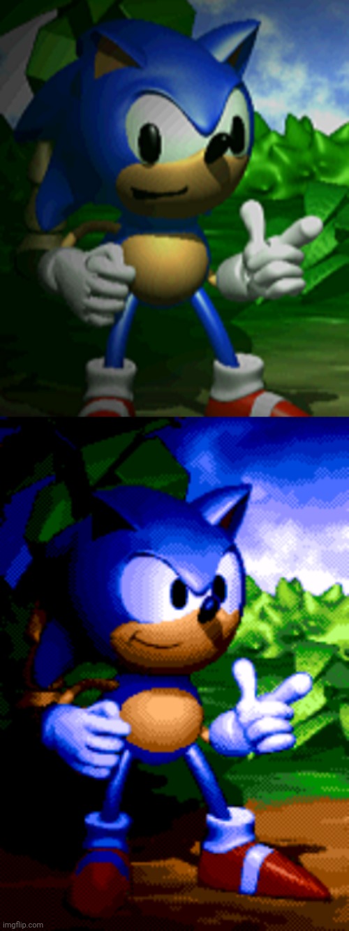 which one looks stupider | image tagged in derpy sonic,regular sonic | made w/ Imgflip meme maker