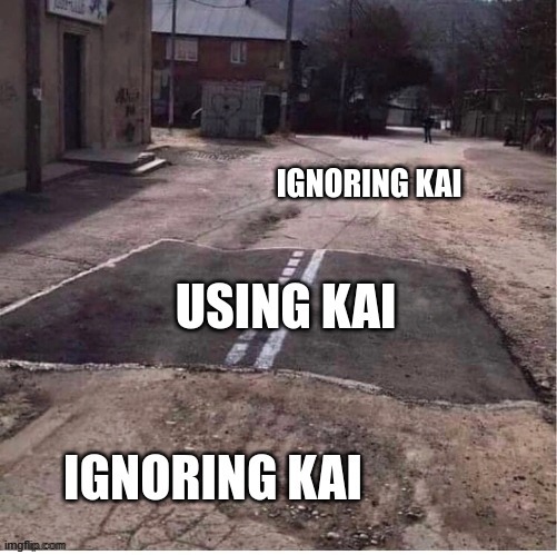 KAI AI Meme | What using KAI feels like | image tagged in kai ai,kai,meme | made w/ Imgflip meme maker