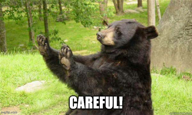 How about no bear | CAREFUL! | image tagged in how about no bear | made w/ Imgflip meme maker