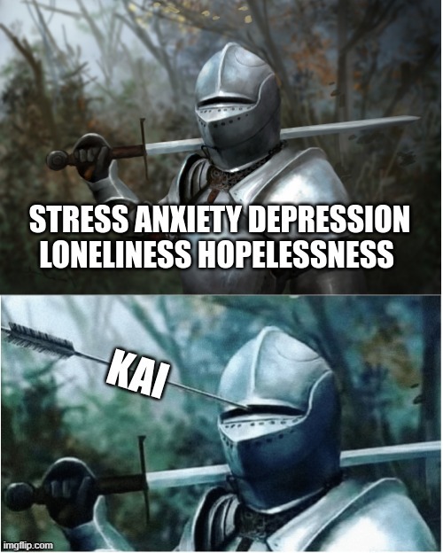 KAI AI Memes | Bullseye, Kai got in control of my depression | image tagged in kaiai,ai,kai,memes,gaming | made w/ Imgflip meme maker