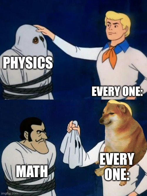 Scooby doo mask reveal |  PHYSICS; EVERY ONE:; EVERY ONE:; MATH | image tagged in scooby doo mask reveal | made w/ Imgflip meme maker